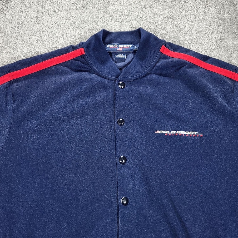 Polo Sport Ralph Lauren Track Jacket Mens Large Vintage 90s Blue Snap Front - Picture 5 of 13